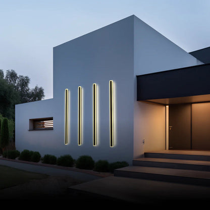 Applique murale LED d'extérieur moderne, luminaire linéaire en aluminium noir pour patio, jardin, entrée, étanche IP65, luminaire mural intérieur/extérieur