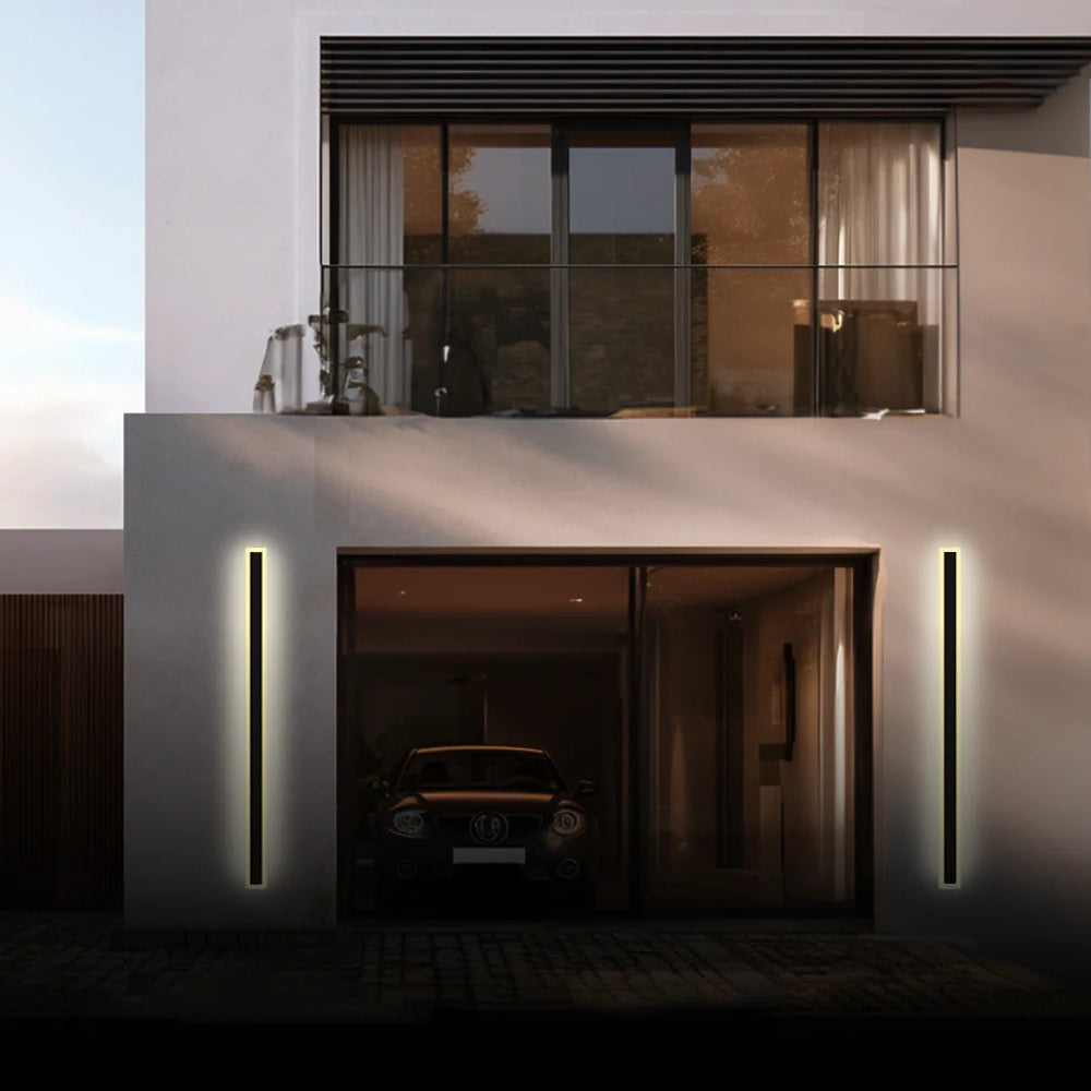 Applique murale LED d'extérieur moderne, luminaire linéaire en aluminium noir pour patio, jardin, entrée, étanche IP65, luminaire mural intérieur/extérieur