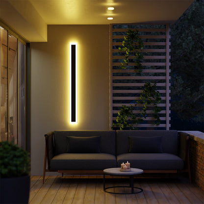 Applique murale LED d'extérieur moderne, luminaire linéaire en aluminium noir pour patio, jardin, entrée, étanche IP65, luminaire mural intérieur/extérieur