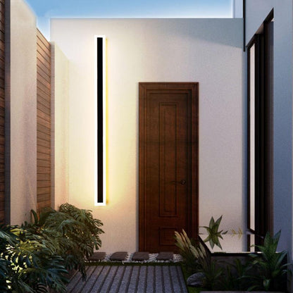 Applique murale LED d'extérieur moderne, luminaire linéaire en aluminium noir pour patio, jardin, entrée, étanche IP65, luminaire mural intérieur/extérieur
