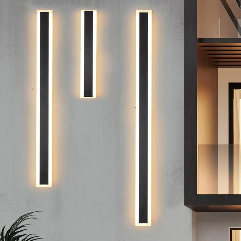 Applique murale LED d'extérieur moderne, luminaire linéaire en aluminium noir pour patio, jardin, entrée, étanche IP65, luminaire mural intérieur/extérieur