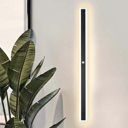Applique murale LED d'extérieur moderne, luminaire linéaire en aluminium noir pour patio, jardin, entrée, étanche IP65, luminaire mural intérieur/extérieur
