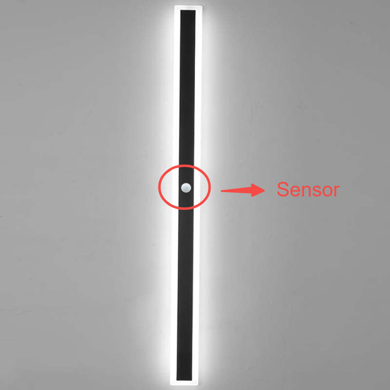 Applique murale LED d'extérieur moderne, luminaire linéaire en aluminium noir pour patio, jardin, entrée, étanche IP65, luminaire mural intérieur/extérieur