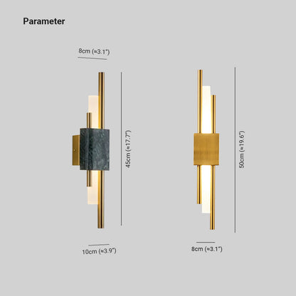 Modern Linear Wall Sconce with Marble Accents – Metal Construction, Warm LED Lighting for Bedroom & Living Room