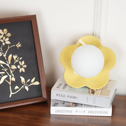 Flower-Shaped Resin Wall Sconce with Frosted Glass Shade – LED G9 Socket, Playful Modern Decor for Bedroom, Nursery & Living Room