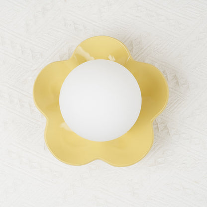 Flower-Shaped Resin Wall Sconce with Frosted Glass Shade – LED G9 Socket, Playful Modern Decor for Bedroom, Nursery & Living Room