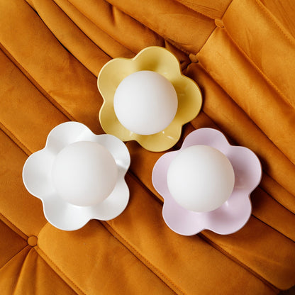Resin Flower Sconce Light 8 in White Purple Yellow for Bedroom Living Room Hallway G9 Bulb Base Indoor Accent Fixture