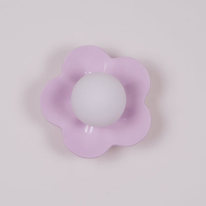 Flower-Shaped Resin Wall Sconce with Frosted Glass Shade – LED G9 Socket, Playful Modern Decor for Bedroom, Nursery & Living Room