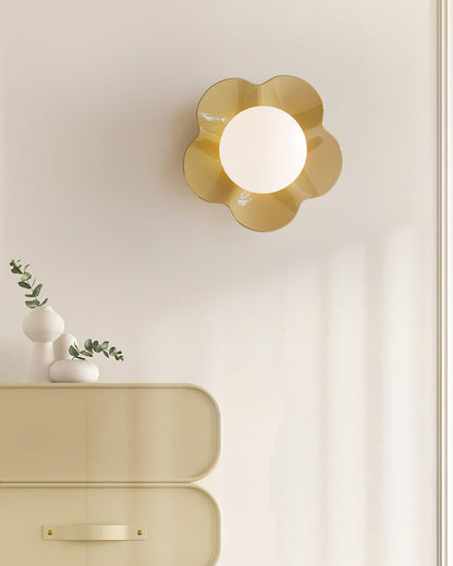 Flower-Shaped Resin Wall Sconce with Frosted Glass Shade – LED G9 Socket, Playful Modern Decor for Bedroom, Nursery & Living Room