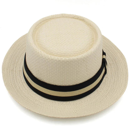 Ortekor Stylish Straw Pork Pie Hat | Lightweight Summer Sunhat for Cool Comfort
