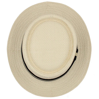 Ortekor Stylish Straw Pork Pie Hat | Lightweight Summer Sunhat for Cool Comfort