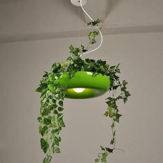 Hanging Planter Light with Built-In Pot for Indoor Plants, Succulents & Herbs, Modern Pendant Ceiling Fixture for Kitchen, Living Room & Din