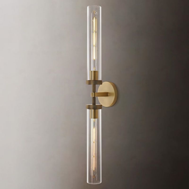 Crystal Wall Sconce Light Fixture Brass Finish for Bedroom Hallway Entryway Living Room Bathroom Vanity Hardwired Dimmable