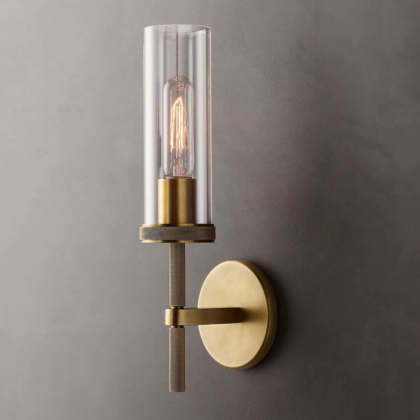 Crystal Wall Sconce Light Fixture Brass Finish for Bedroom Hallway Entryway Living Room Bathroom Vanity Hardwired Dimmable