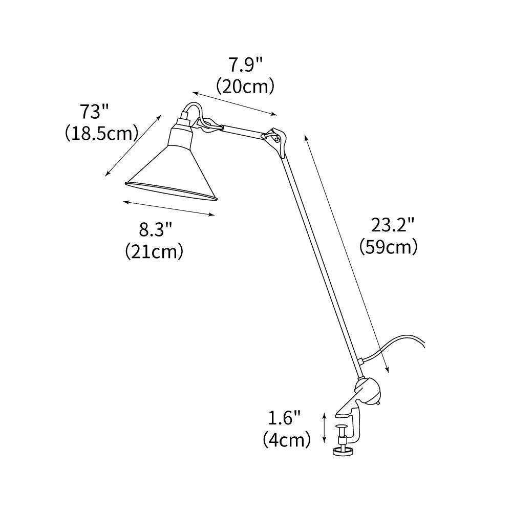 Clamp-On Task Light with Pivoting Arm Iron Construction Metal Shade Reading Light for Home Office Study Workspace Bedside Black Finish