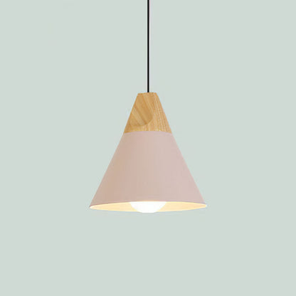 Aluminum & Wood Hanging Lamp E27 Socket Gray Black White Yellow Kitchen Island Dining Table Overhead Fixture Scandinavian Style Modern Minim