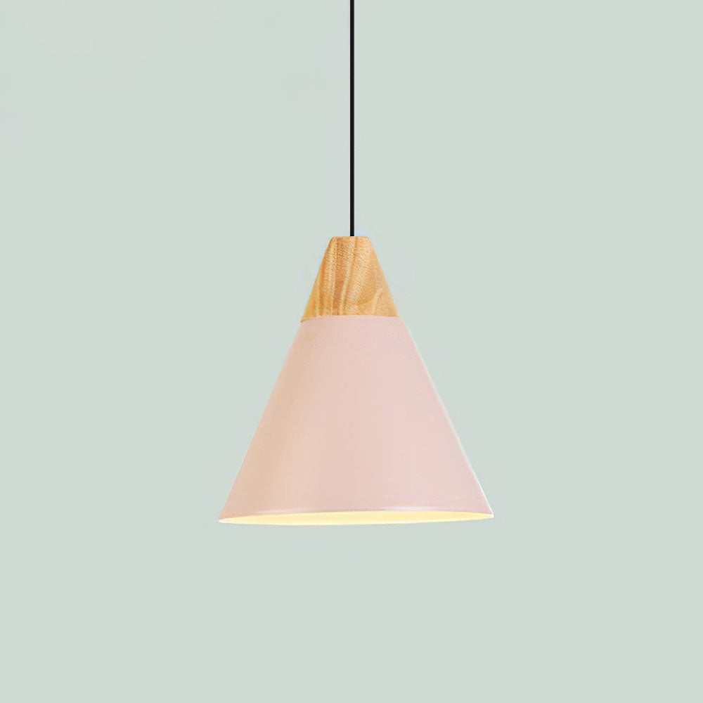 Aluminum & Wood Hanging Lamp E27 Socket Gray Black White Yellow Kitchen Island Dining Table Overhead Fixture Scandinavian Style Modern Minim