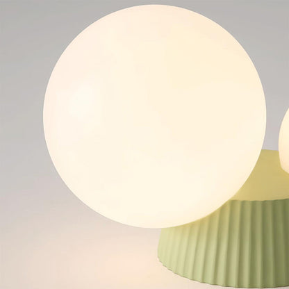 Plafonnier double globe avec base verte – Luminaire moderne à deux ampoules pour salon et chambre