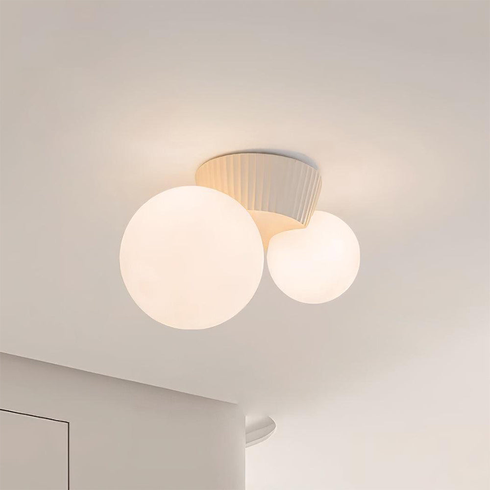 Modern Dual-Globe Flush Mount Light Fixture Green 8.5 Inch Resin for Bedrooms Entryways Small Rooms G9 Compatible Indoor Overhead Lighting