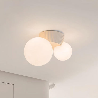Dual-Globe Flush Mount Light 8.5 in Green Resin for Bedroom Hallway Ambient Lighting G9 Socket Compact Overhead Fixture