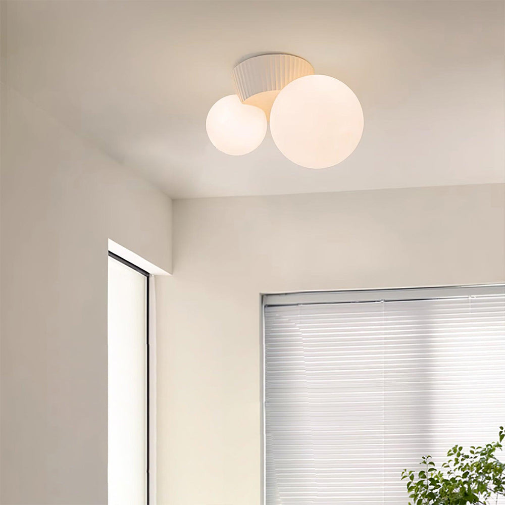 Plafonnier double globe avec base verte – Luminaire moderne à deux ampoules pour salon et chambre