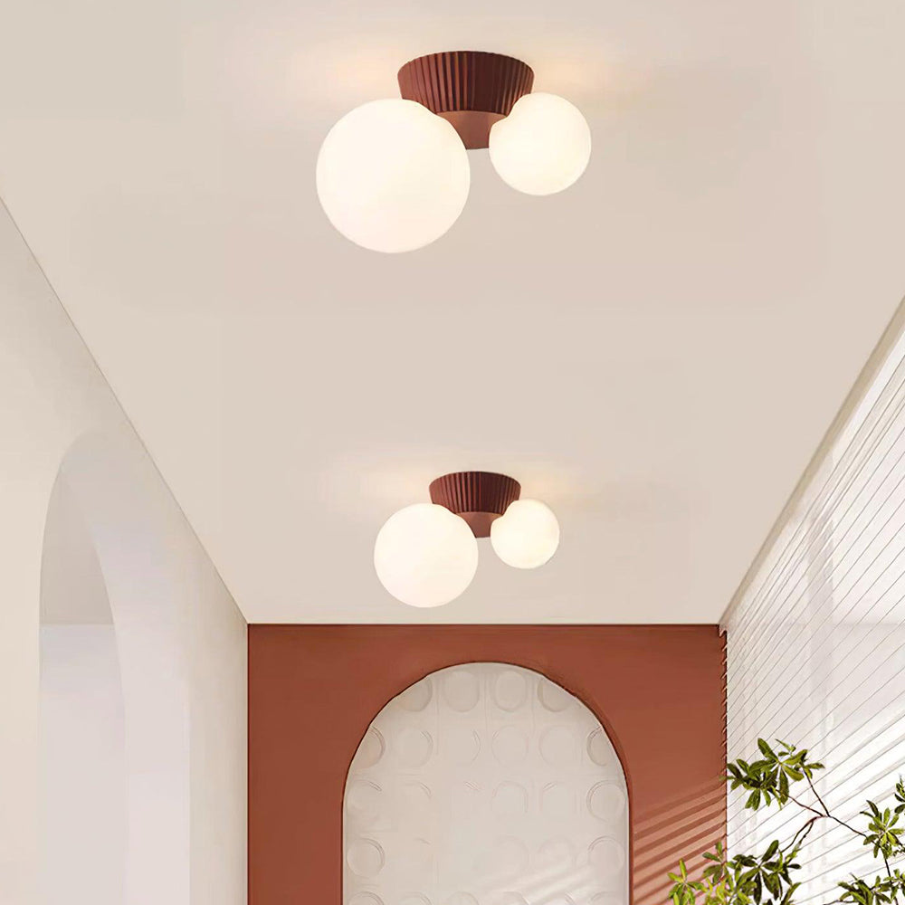 Plafonnier double globe avec base verte – Luminaire moderne à deux ampoules pour salon et chambre