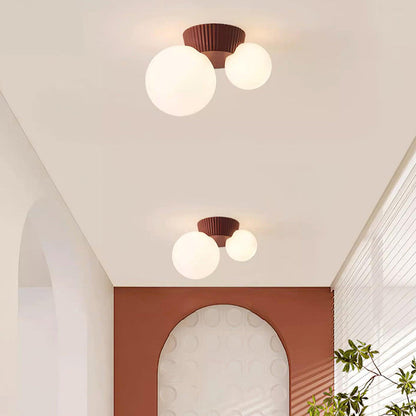 Plafonnier double globe avec base verte – Luminaire moderne à deux ampoules pour salon et chambre
