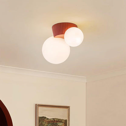 Modern Dual-Globe Flush Mount Light Fixture Green 8.5 Inch Resin for Bedrooms Entryways Small Rooms G9 Compatible Indoor Overhead Lighting