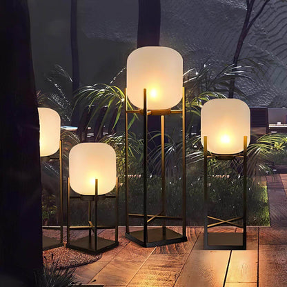Solar LED Patio Lantern Post Light 19 in Adjustable Color Temperature Stainless Steel Weather Resistant Garden Pathway Illumination