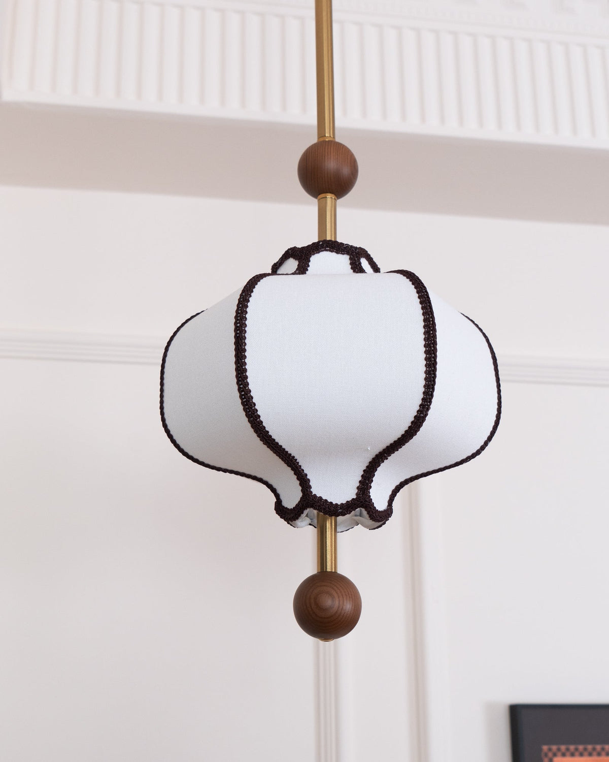 Multi-Bulb Hanging Ceiling Lantern in Wood & Fabric for Dining Room, Living Room & Entryway | Classic Drum Shade Chandelier with Adjustable