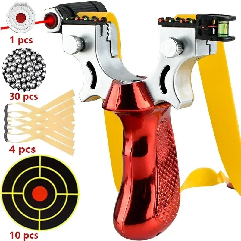 Handheld Catapult with LED Aim Guide, Bubble Level & Textured Handgrip for Backyard Target Shooting