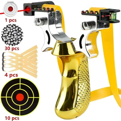 Handheld Wrist-Brace Catapult with Laser Aim Guide & Built-In Level for Backyard Target Shooting