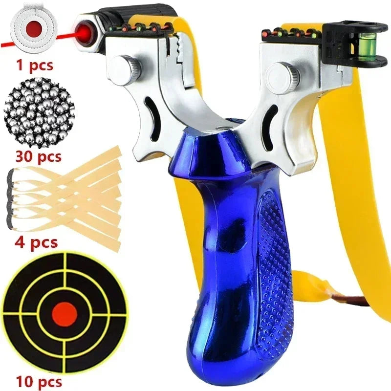 Handheld Catapult with LED Aim Guide, Bubble Level & Textured Handgrip for Backyard Target Shooting