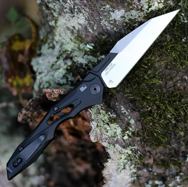 Everyday Carry Knife with Push Button, Automatic EDC Folding Knife with Wharncliffe Blade, Camp Knife with Pocket Clip
