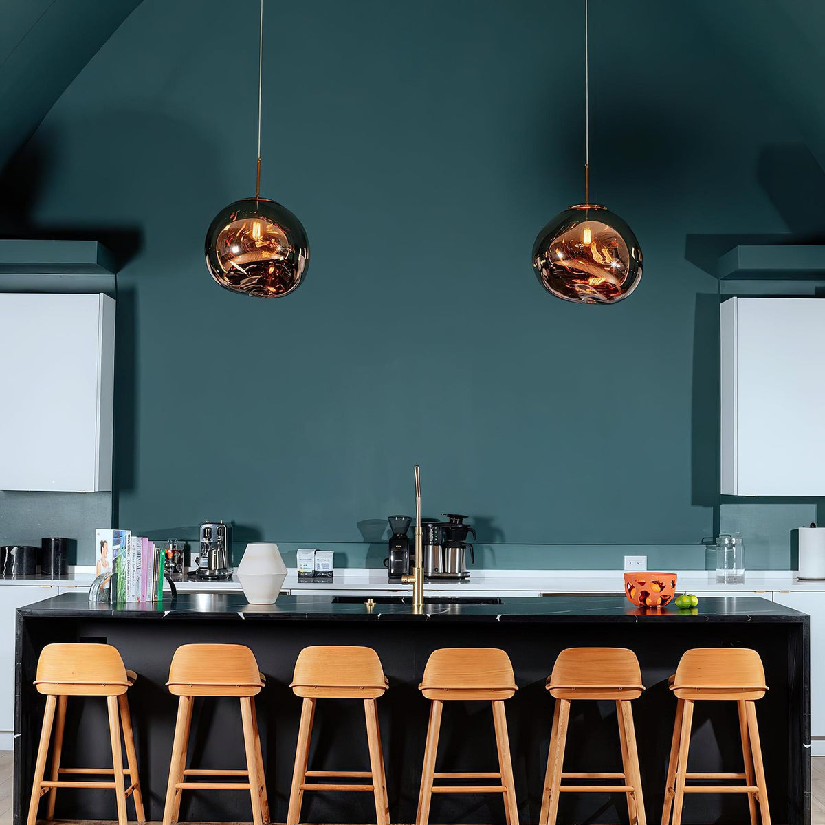 Hanging Dome Shade with Reflective Finish – Adjustable Drop Fixture for Kitchen Island, Dining Room, Bedroom – Metal Construction with E26 S