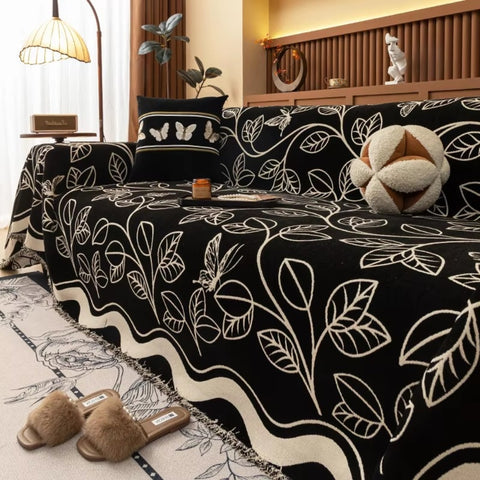 Housse de canapé Luxeee Leaf - Chenille haut de gamme, design élégant