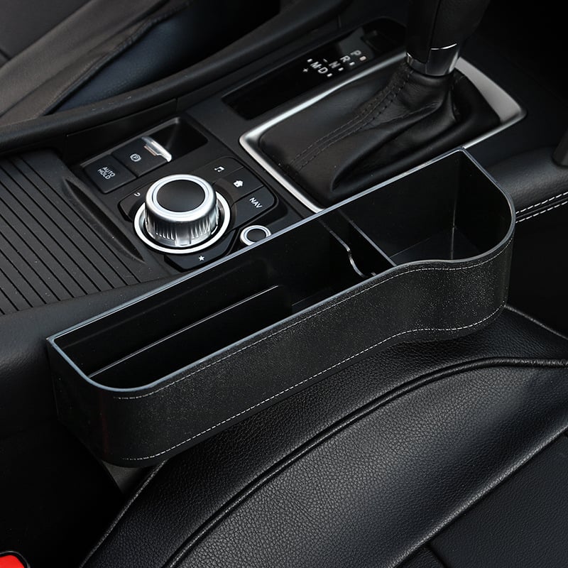 Leather Car Seat Organizer with Cup Holder | Multifunctional Design for Extra Storage and Convenience