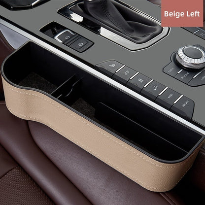 Car Console Organizer with Cup Holder, Car Seat Gap Filler with Coin Box and Storage, Leather Car Seat Organizer