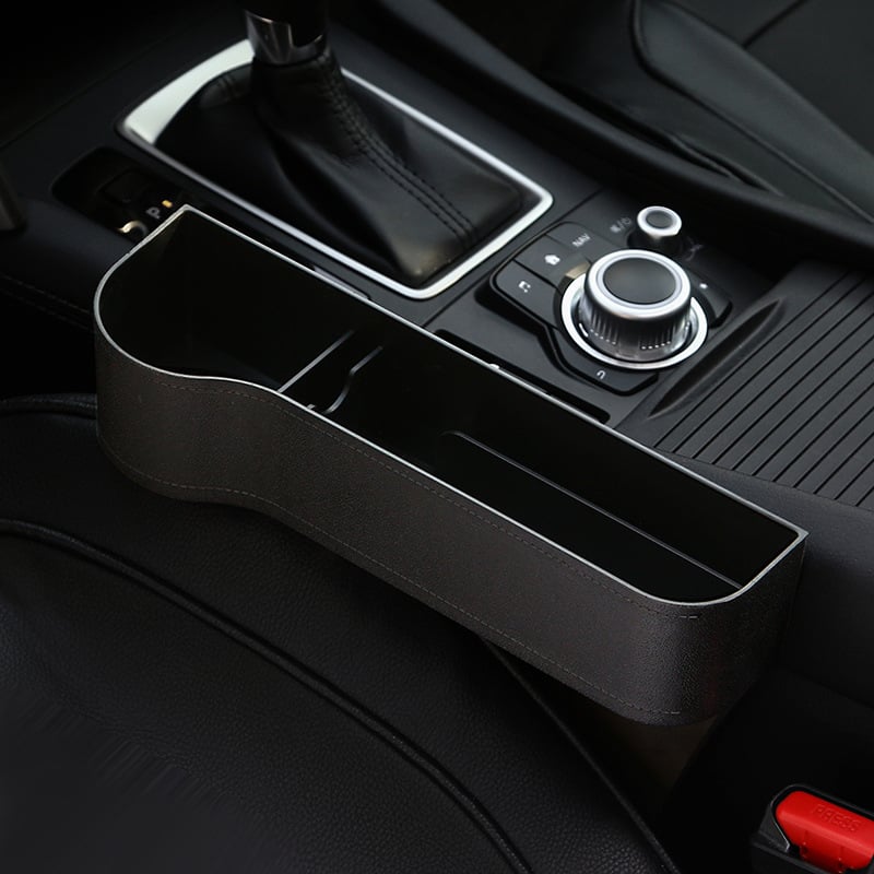 Leather Car Seat Organizer with Cup Holder | Multifunctional Design for Extra Storage and Convenience