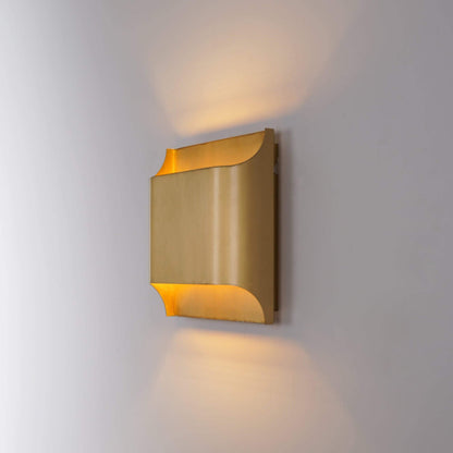 Mid-Century Brass Sconce G9 Socket Indoor Ambient Fixture 10 in Square for Bedroom Hallway Living Room Accent Lighting Warm Glow