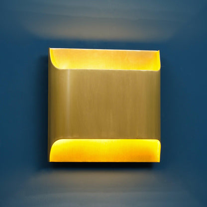 Brass Indoor LED Wall Light Fixture for Bedroom Living Room Hallway 10 Inch Square Contemporary Accent Lamp E14 G9 Socket Modern Home Lighti