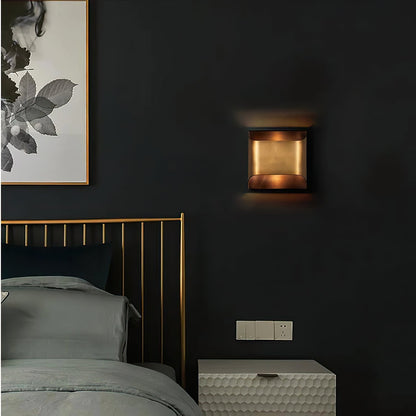 Brass Indoor LED Wall Light Fixture for Bedroom Living Room Hallway 10 Inch Square Contemporary Accent Lamp E14 G9 Socket Modern Home Lighti