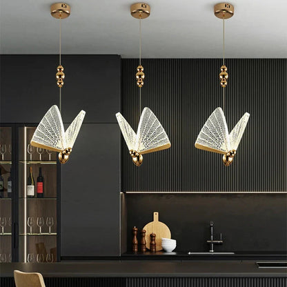 LED Ceiling Fixture Glass Wing Shade Adjustable Cord Bedroom Accent Lamp Multi-Color Lighting for Dining Rooms Kids Rooms Reading Nooks