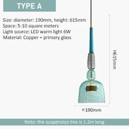 Colorful Glass Pendant Light – Modern Single-Bulb Ceiling Fixture for Dining Room, Kitchen & Bedroom