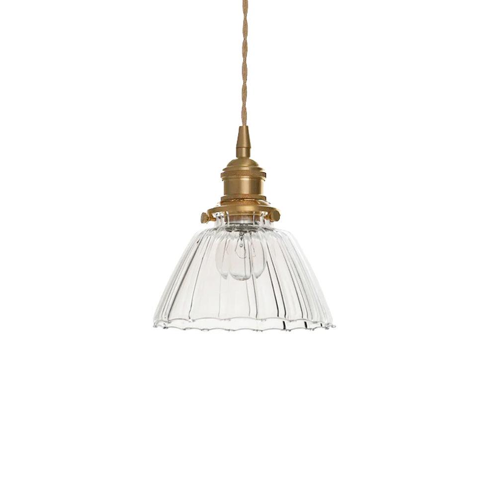 Suspension goutte en verre avec finition laiton – Luminaire suspendu pour comptoirs et tables – Suspension réglable – Douille E26 – Luminaire dôme transparent