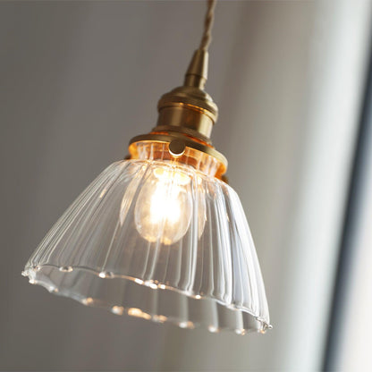 Suspension goutte en verre avec finition laiton – Luminaire suspendu pour comptoirs et tables – Suspension réglable – Douille E26 – Luminaire dôme transparent