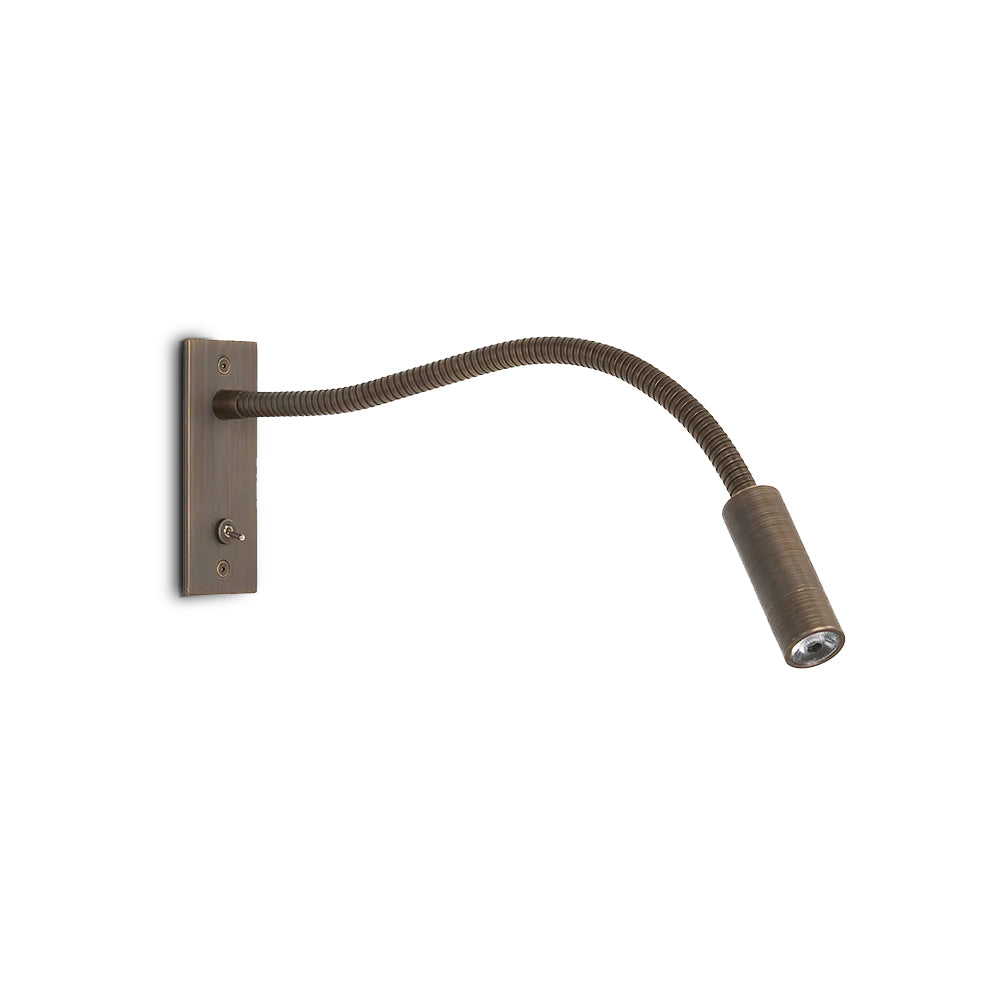 Flexible Gooseneck LED Reading Sconce 14 in Aluminum Indoor Wall Light for Bedroom Hallway Study Modern Task Lighting Push Button Switch