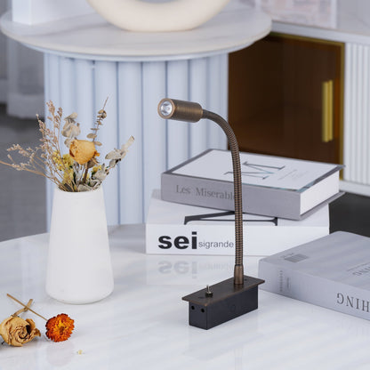Flexible Gooseneck LED Reading Sconce 14 in Aluminum Indoor Wall Light for Bedroom Hallway Study Modern Task Lighting Push Button Switch
