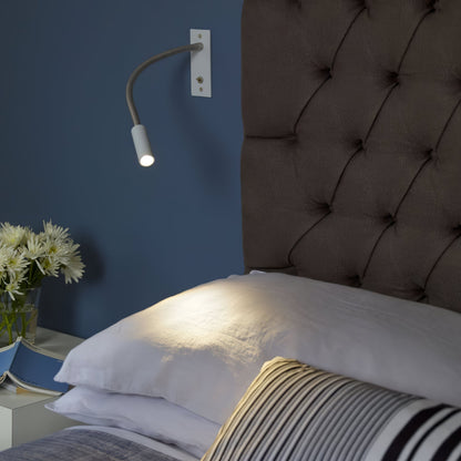 Flexible Gooseneck LED Reading Sconce 14 in Aluminum Indoor Wall Light for Bedroom Hallway Study Modern Task Lighting Push Button Switch