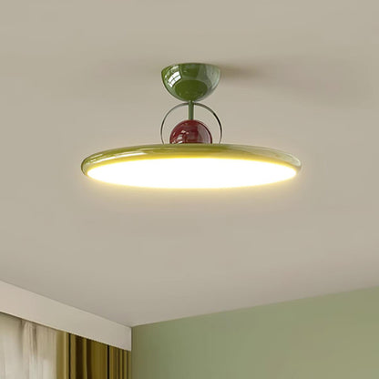Flush Mount LED Overhead Light for Kitchen, Dining Room & Hallway – Metal Fixture in Chrome, Green or Beige Finish – 16-20 in Dimmable Ambie